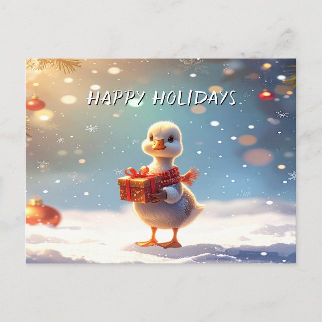 Little Duck Christmas Holiday Postcard (Front)