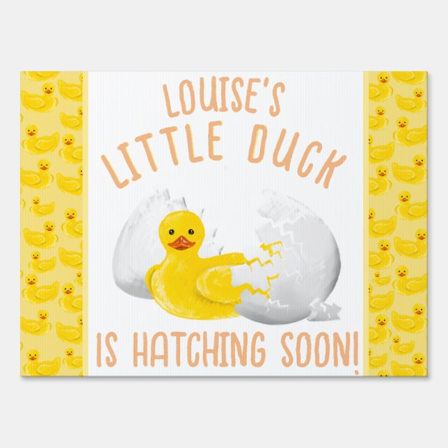 Little Duck Hatching Soon Baby Shower Invitation Sign (Front)