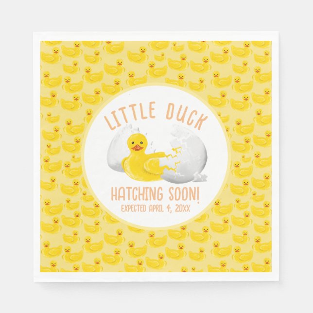 Little Duck Hatching Soon Baby Shower Napkins (Front)