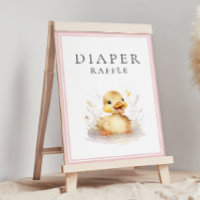 Little Duckling Baby Shower Diaper Raffle Sign