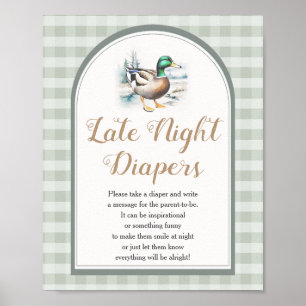 Little Duckling Baby Shower Late Night Diapers Poster