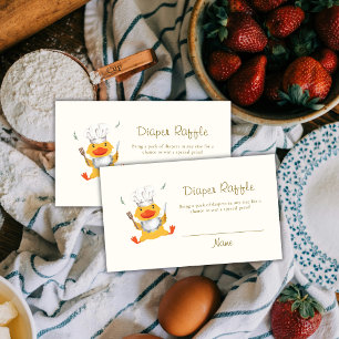Little Duckling Chef Diapre Raffle Baby Shower Enclosure Card