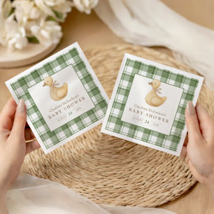 Little Duckling Classic Neutral Gingham Napkins