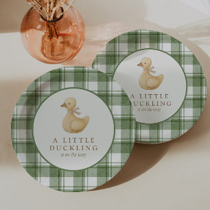 Little Duckling Classic Neutral Gingham Paper Plates