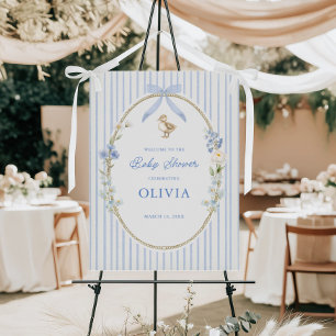 Little Duckling Cottage Blue Baby Shower Welcome Foam Board