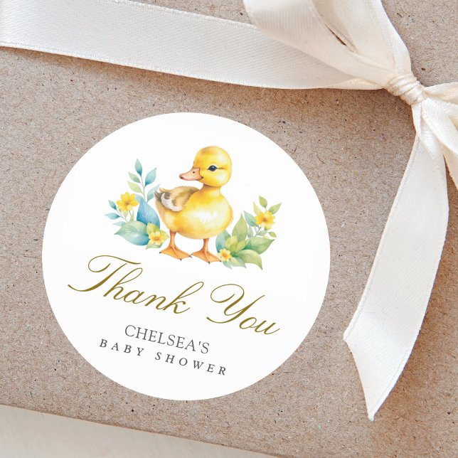 Little Duckling Duck Baby Shower Thank You Classic Round Sticker (Creator Uploaded)