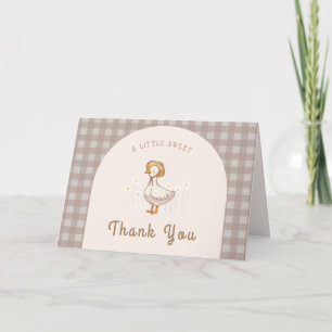 Little Duckling Farm Animal Gingham Baby Shower  Letterpress Thank You Card