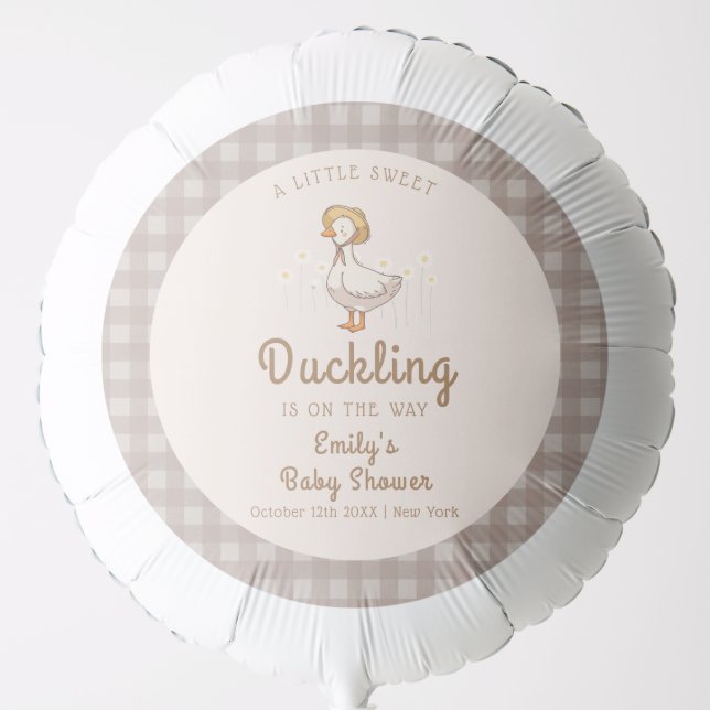 Little Duckling Farmhouse Gingham Baby Shower  Balloon (Front)