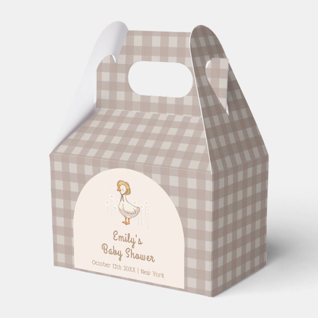 Little Duckling Farmhouse Gingham Baby Shower  Favor Boxes (Front Side)