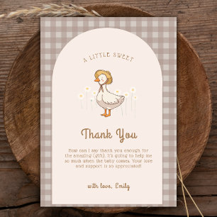 Little Duckling Farmhouse Gingham Baby Shower Thank You Card