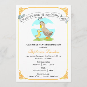 Little Duckling   Gender Reveal Baby Shower Invitation