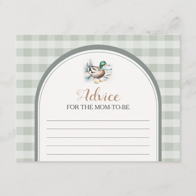 Little Duckling Gingham Baby Shower Advice For Mom Enclosure Card (Front)