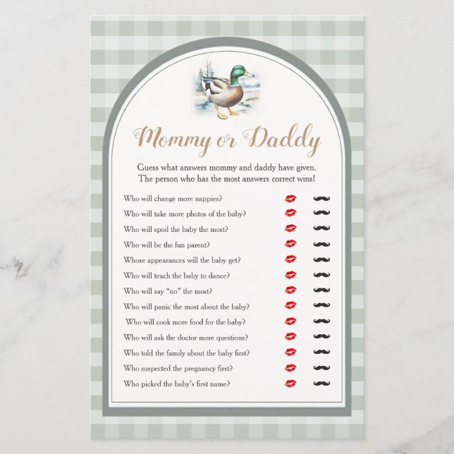 Little Duckling Gingham Baby Shower Mommy or Daddy (Front)