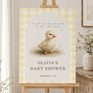 Little Duckling Gingham Baby Shower Welcome Foam Board