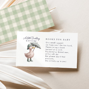 Little Duckling Green Books For Baby Shower Enclosure Card