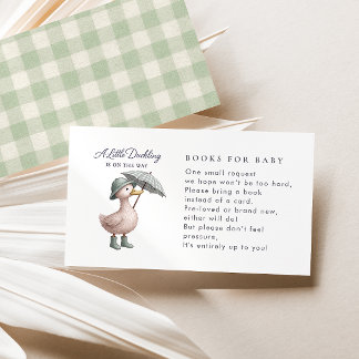 Little Duckling Green Books For Baby Shower Enclosure Card