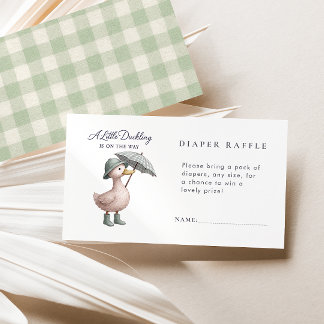 Little Duckling Green Diaper Raffle Baby Shower Enclosure Card
