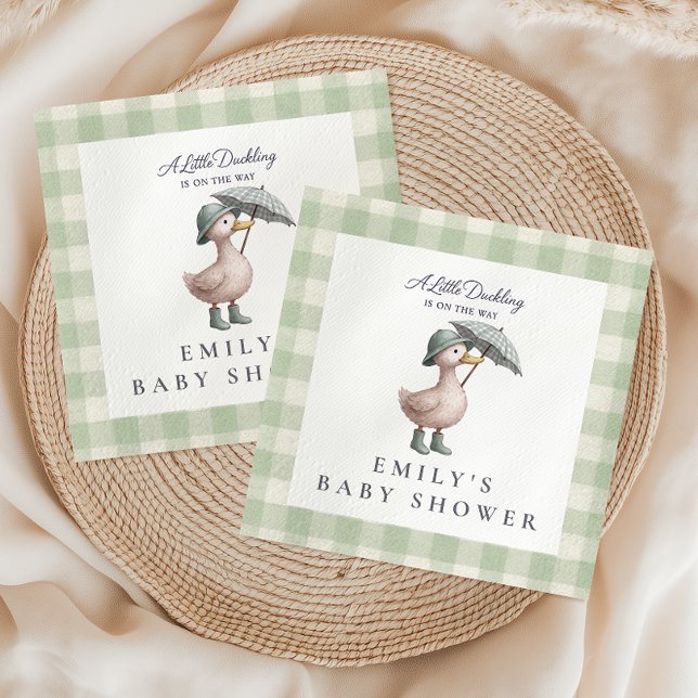 Little Duckling Green Gender Neutral Baby Shower Napkins (Creator Uploaded)