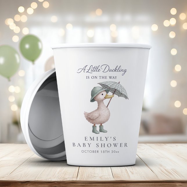 Little Duckling Green Gender Neutral Baby Shower Paper Cups (Creator Uploaded)