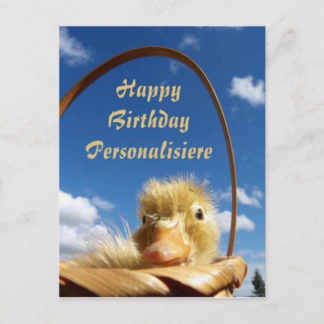 little duckling in blue sky ,template postcard (Front)