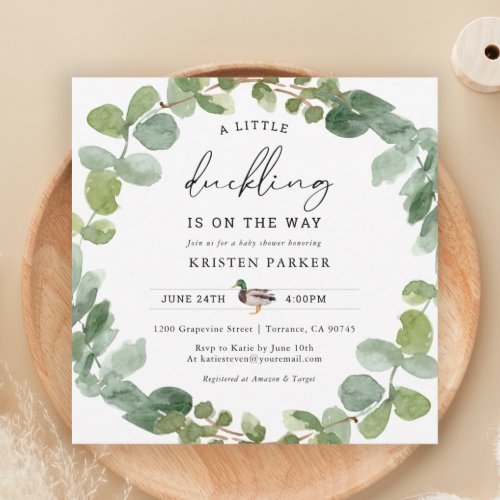 Little Duckling Is On The Way Duck Baby Shower Invitation