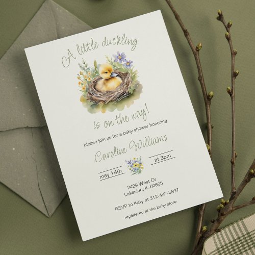 Little Duckling Is On The Way Duck Baby Shower Invitation