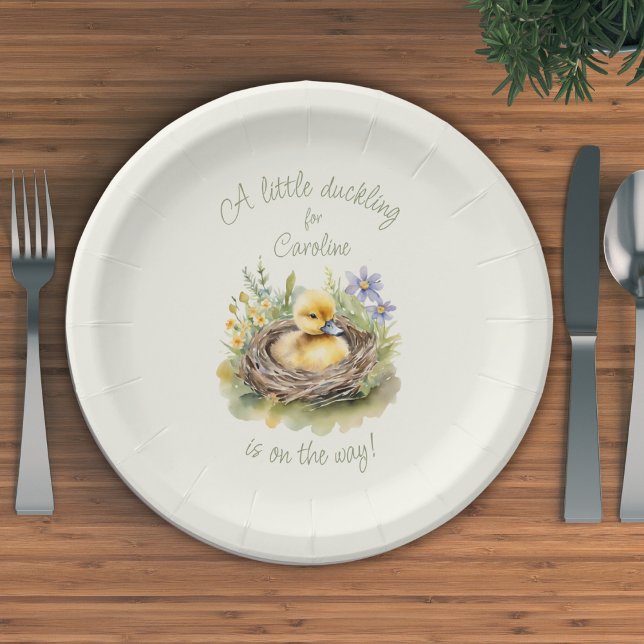Little Duckling Is On The Way Duck Baby Shower Paper Plates (Creator Uploaded)