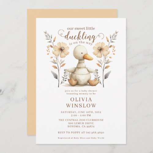 Little Duckling Watercolor Baby Shower Invitation