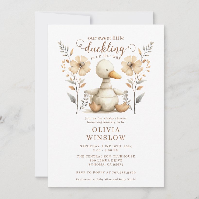 Little Duckling Watercolor Baby Shower Invitation (Front)