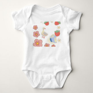 little duckling with strawberry a portray of sooth baby bodysuit