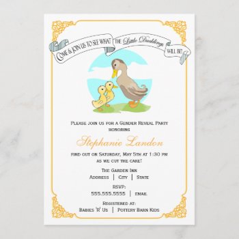 Little Ducklings | Twin Gender Reveal Baby Shower Invitation by OrangeOstrichDesigns at Zazzle