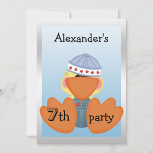 Little Ducks, Love Hearts & Boats 7th Birthday Invitation