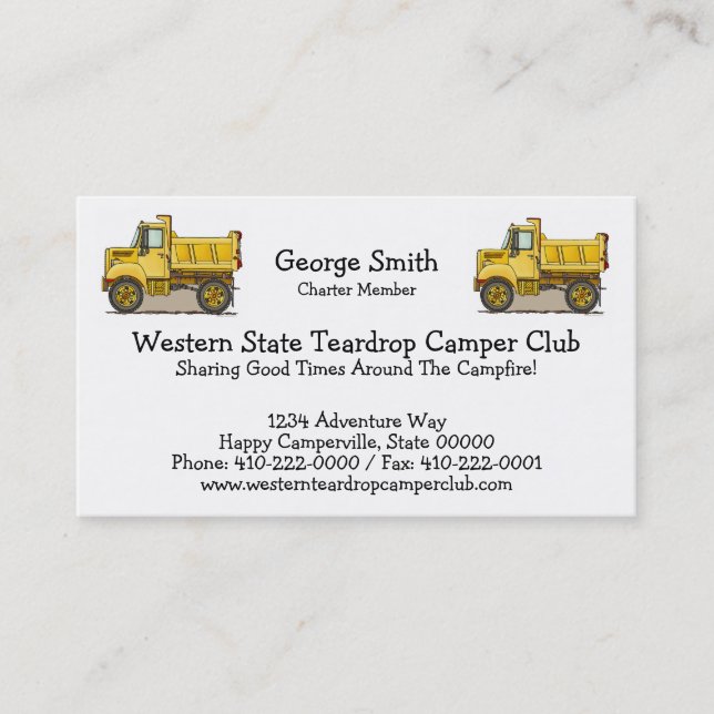 Little Dump Truck Business Card (Front)