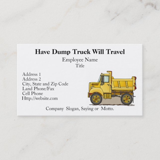 Little Dump Truck Business Cards (Front)