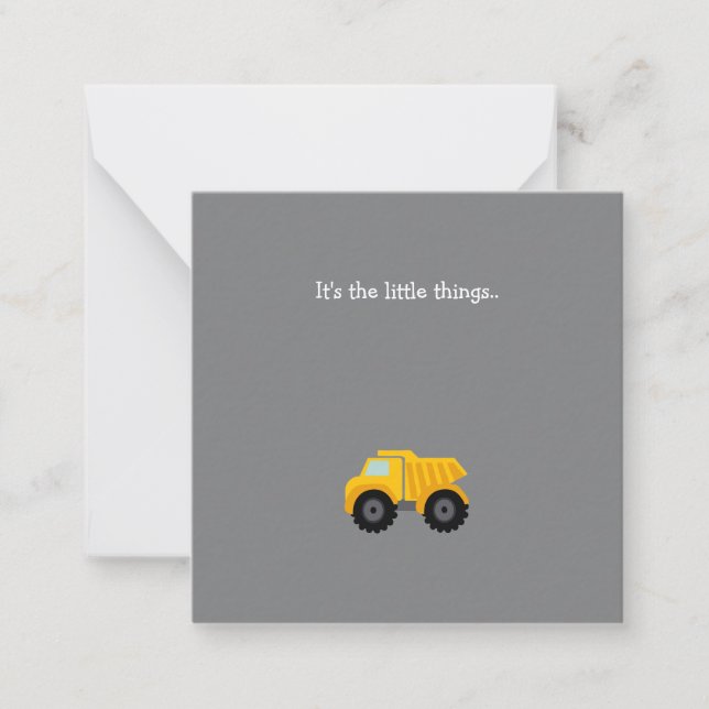 Little Dump Truck Thank You Note Card (Front)
