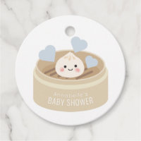 Little Dumpling Baby Shower Blue Thank You Favor Tags