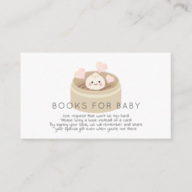 Little Dumpling Baby Shower Book Request Enclosure Card (Front)