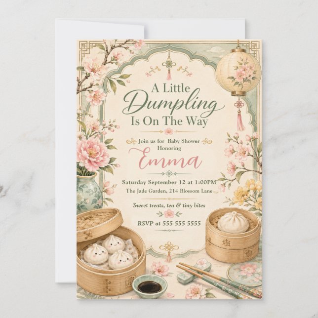 Little Dumpling Baby Shower Invitation (Front)