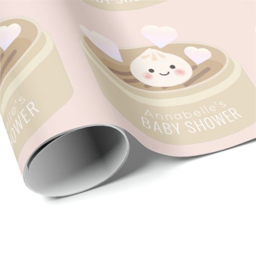 Little Dumpling Baby Shower Pink Wrapping Paper