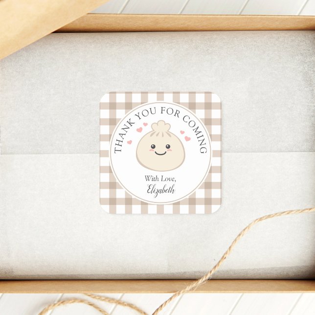 Little Dumpling Baby Shower Thank You For Coming Square Sticker (Creator Uploaded)