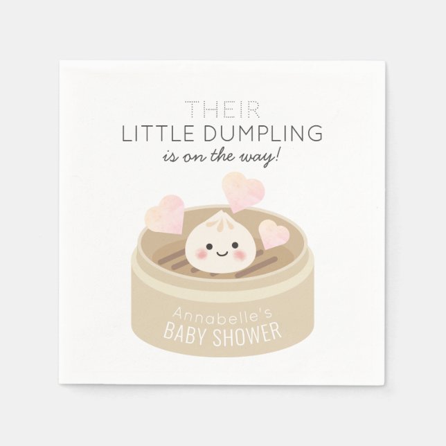 Little Dumpling Baby Shower White Napkins (Front)