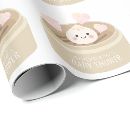 Little Dumpling Baby Shower White Wrapping Paper