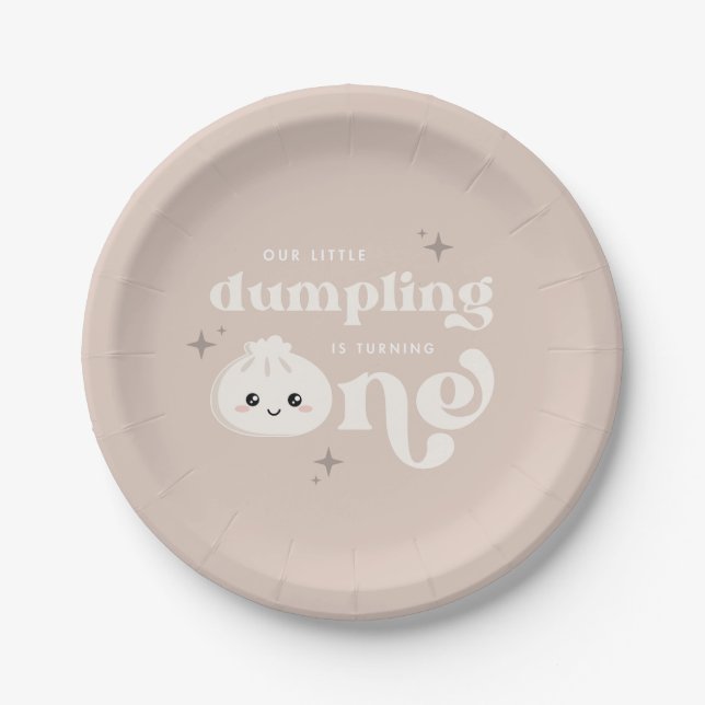 Little Dumpling Bao Dim Sum First Birthday Paper Plates (Front)