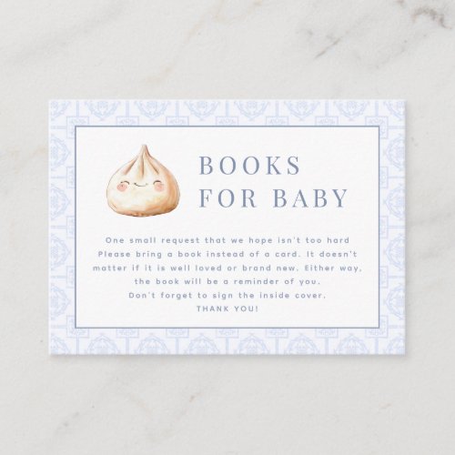 Little Dumpling Blue Baby Shower Books For Baby Enclosure Card