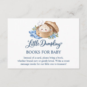 Little Dumpling Blue Baby Shower Books for Baby Enclosure Card