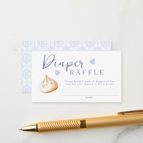 Little Dumpling Blue Baby Shower Diaper Raffle Enclosure Card