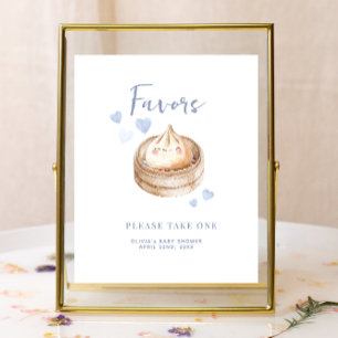 Little Dumpling Blue Baby Shower Favor Sign   Wate