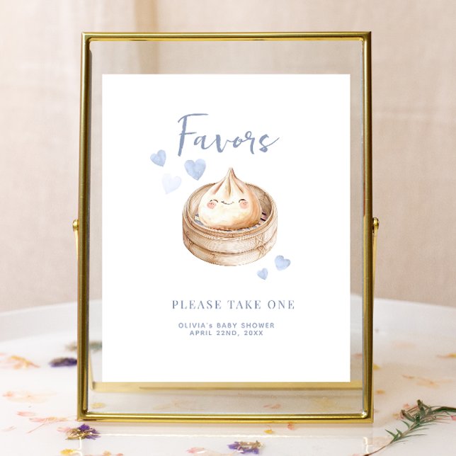 Little Dumpling Blue Baby Shower Favor Sign | Wate (Favor Sign)