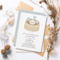 Little Dumpling Blue Baby Shower Invitation