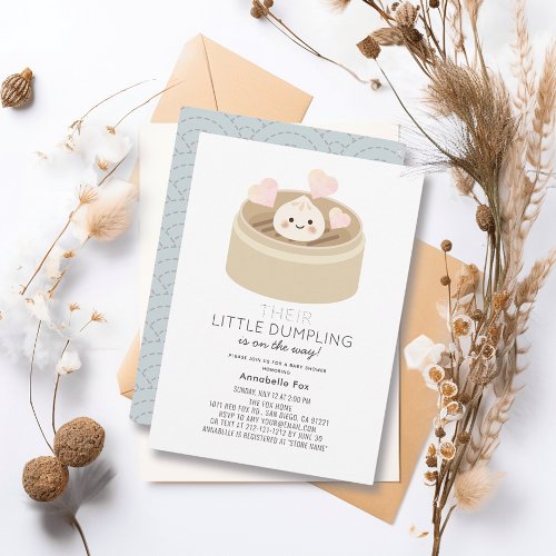 Little Dumpling Blue Baby Shower Invitation